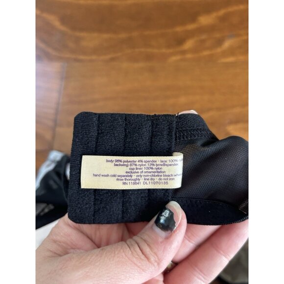 Cacique Lane Bryant Silver & Black Lace Bra Plus Size 36DDD NWOT Underwired - Picture 6 of 6